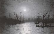Atkinson Grimshaw Nightfall down the Thames oil painting artist